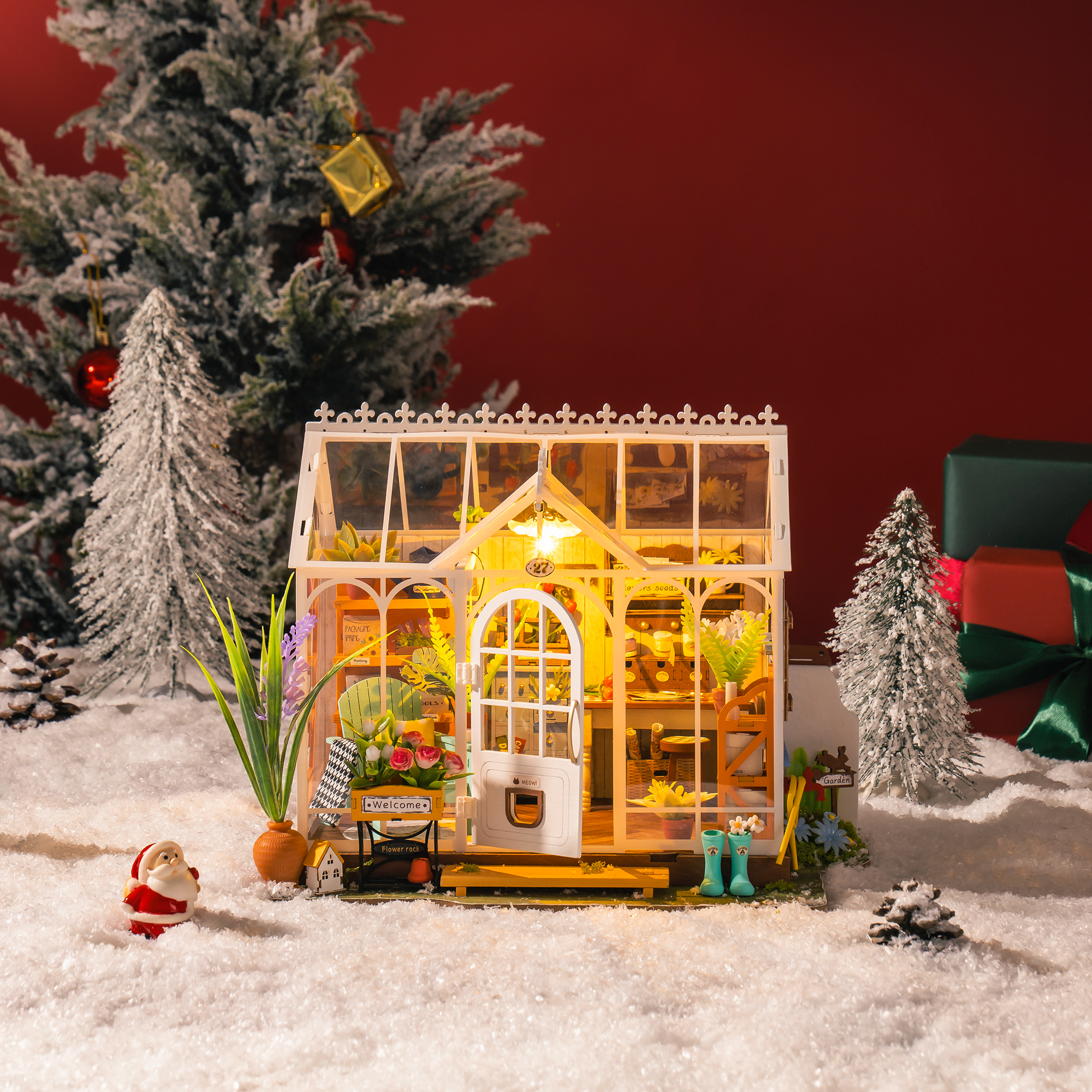Rolife Miniature House - Maison de jardin de rêve DG163 taille graphique avec des dimensions de 7.5 x 9.1 x 9.6 in montrées