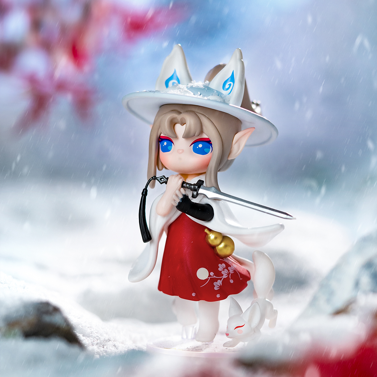 Rolife Surprise Figure Dolls - Paradise Guardians rode outfit karakter close-up scène