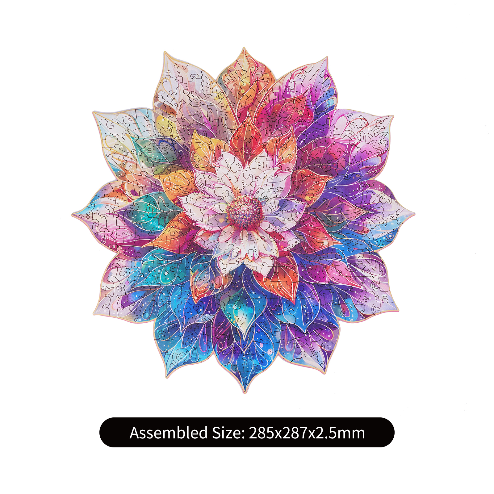 Rowood Wooden Jigsaw Puzzle - Mystic Mandala Flower gallery image 5