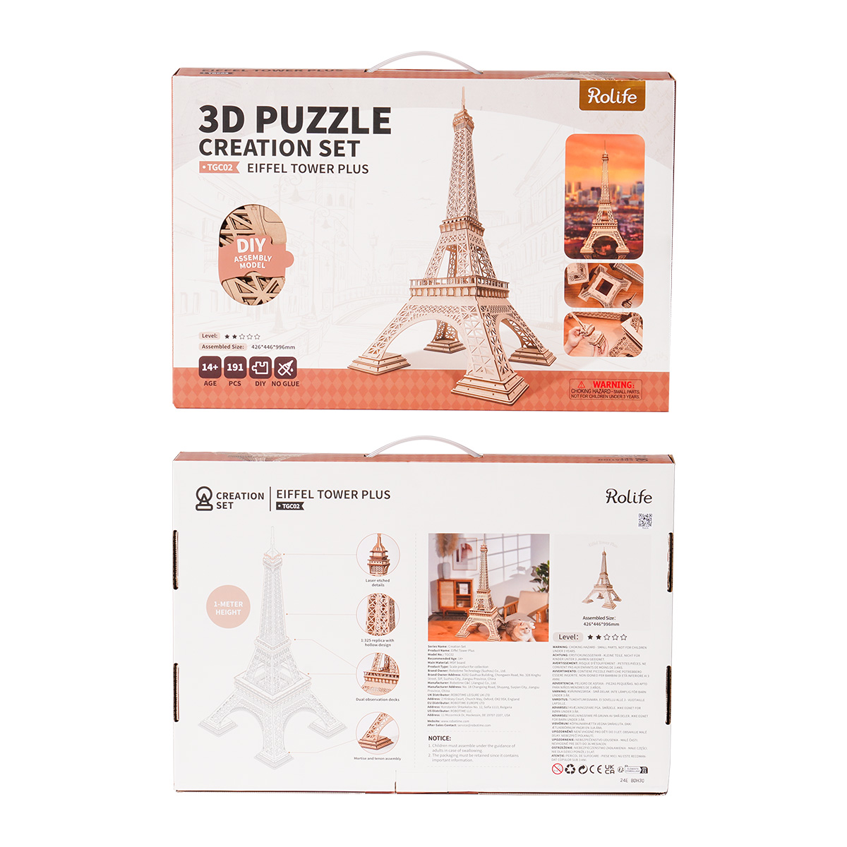 Rolife 3D Wooden Puzzle - Tour Eiffel Plus TGC02 image de galerie 6