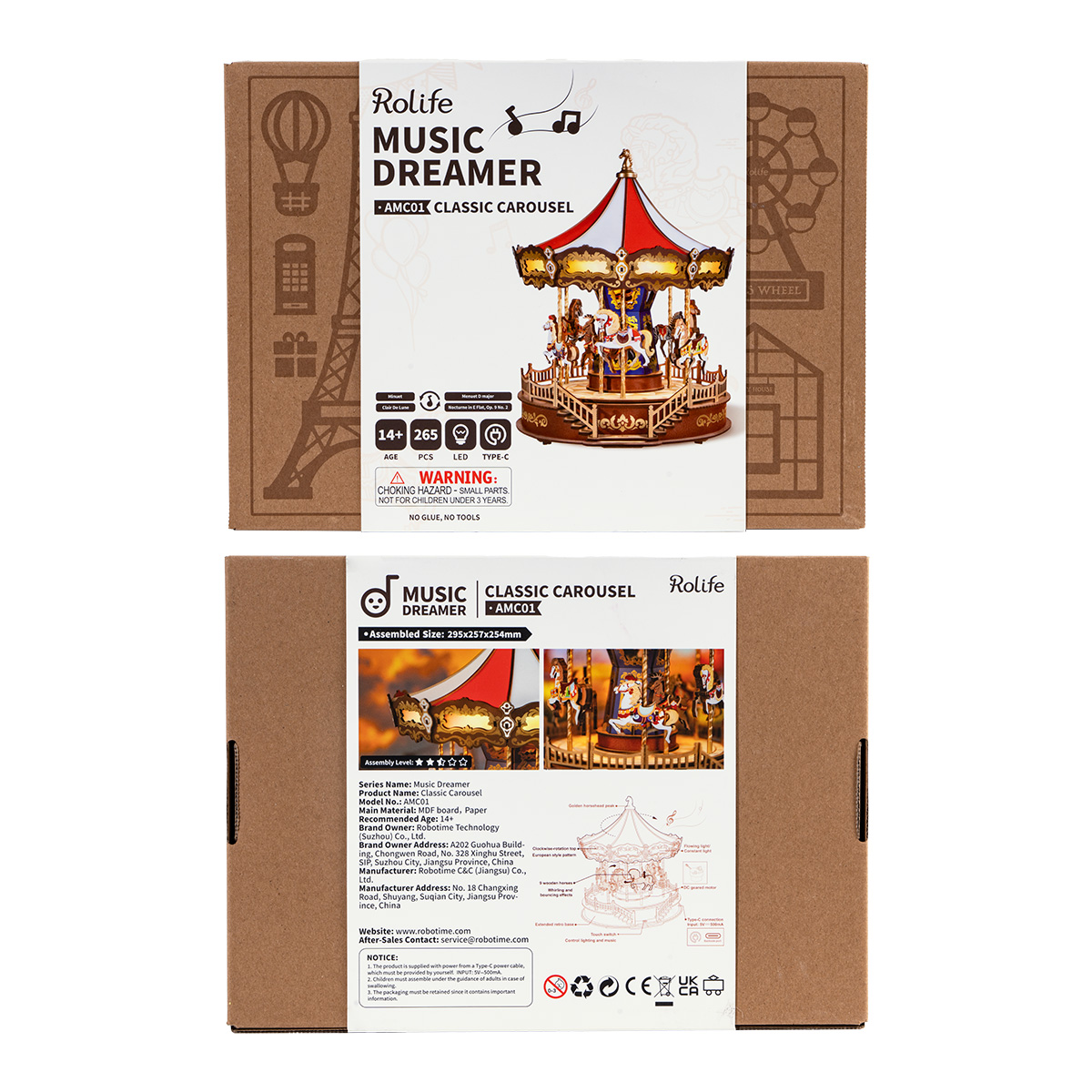 Rolife 3D Wooden Puzzle - Classic Carousel AMC01 gallery image 6