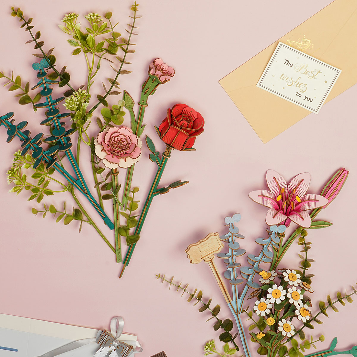Rowood DIY 3D Puzzle - Panier de Fleurs en Bois TW03H image de galerie 4