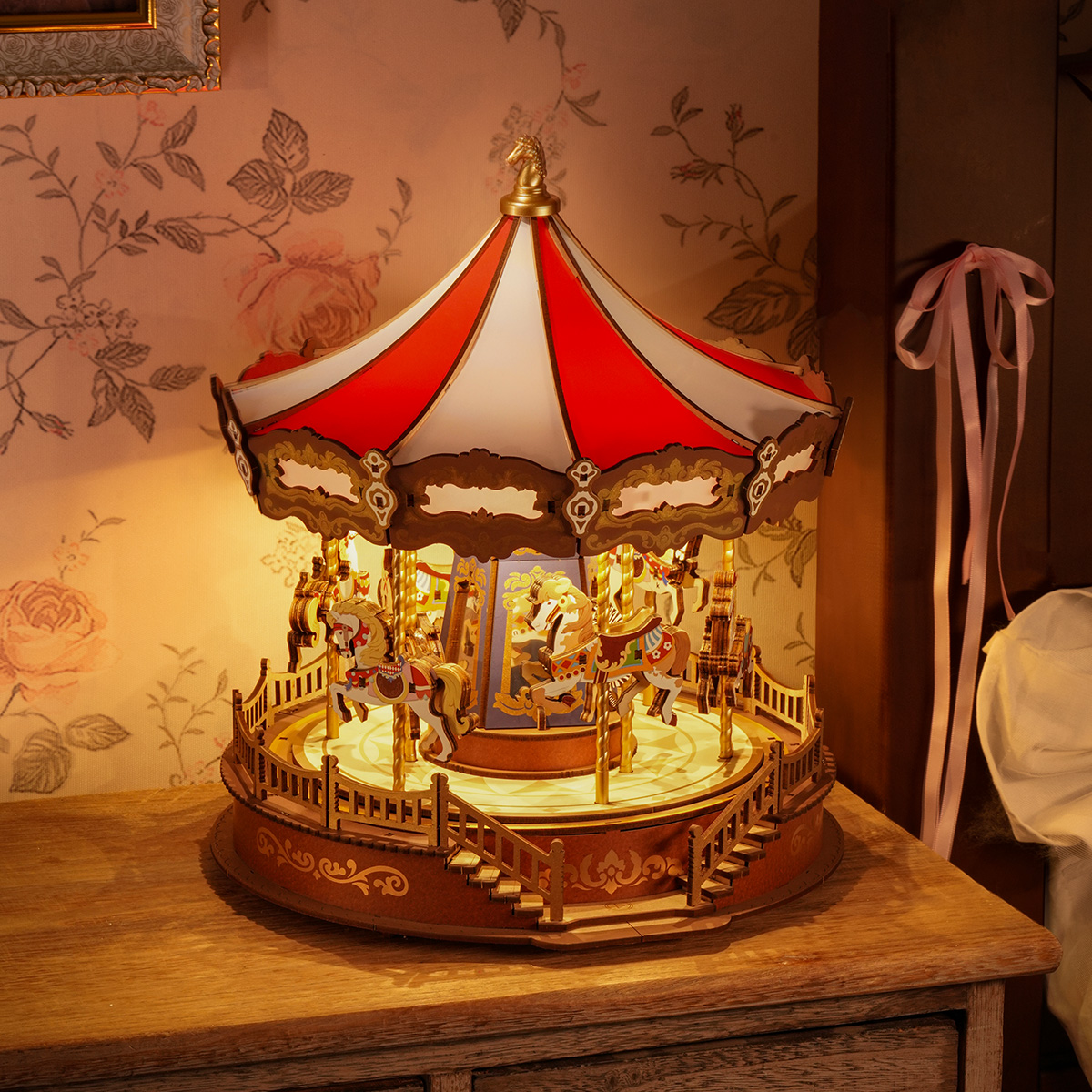 Rolife 3D Wooden Puzzle - Classic Carousel AMC01 gallery image 4