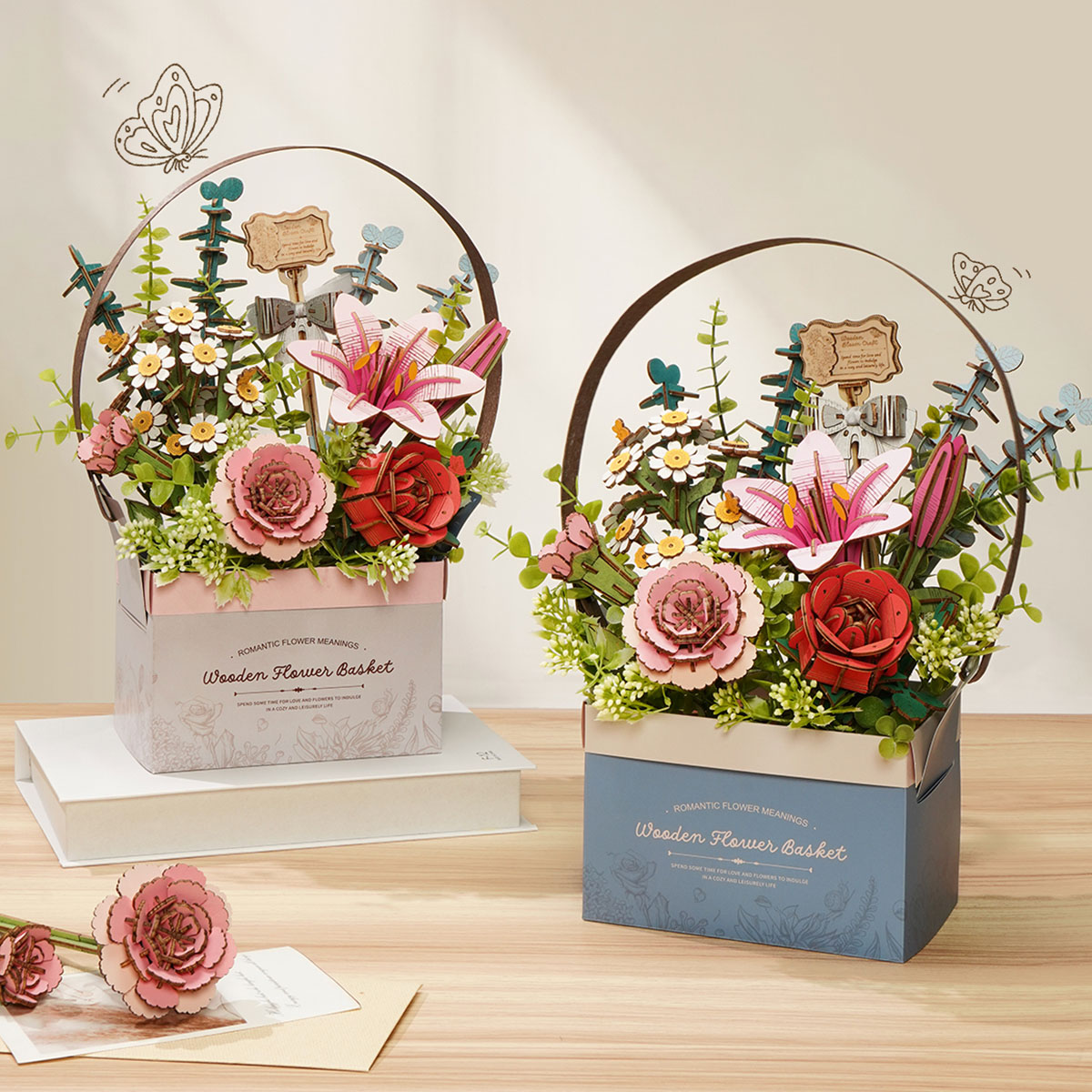 Rowood DIY 3D Puzzel - Houten Bloemenmand TW03H alternatieve productweergave