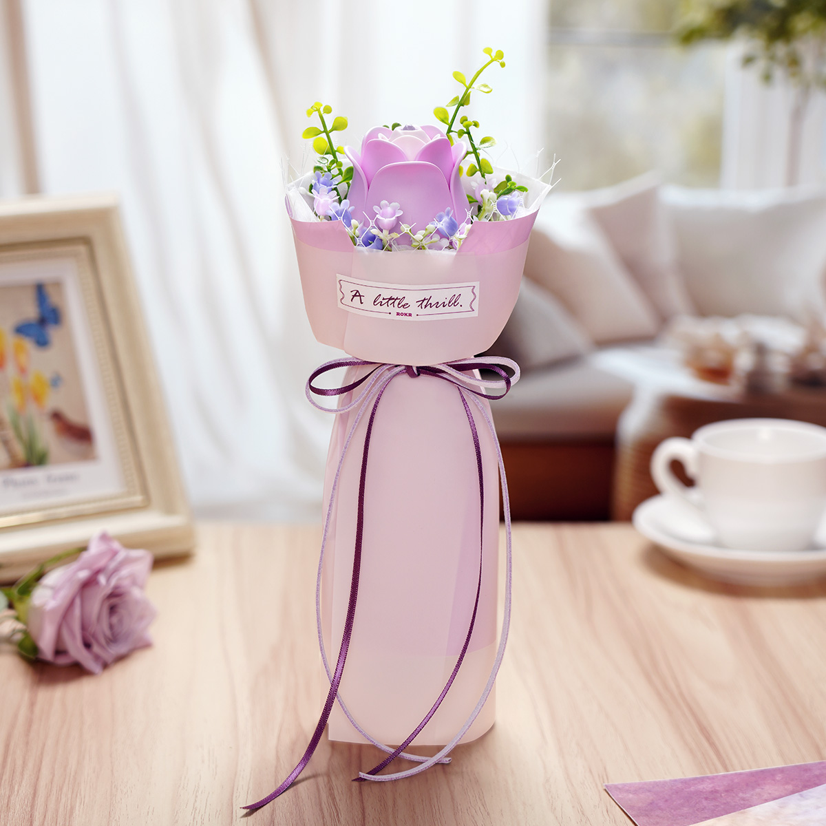 ROKR DIY Blumenstrauß 3D Puzzle - Lila Rose AF021 Produkt-Held Bild