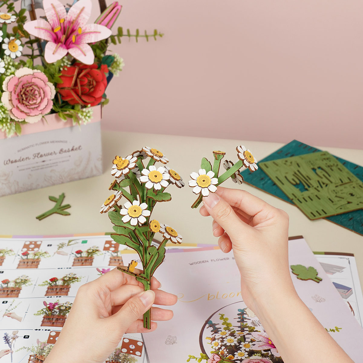 Rowood DIY 3D Puzzle - Panier de Fleurs en Bois TW03H image de galerie 5
