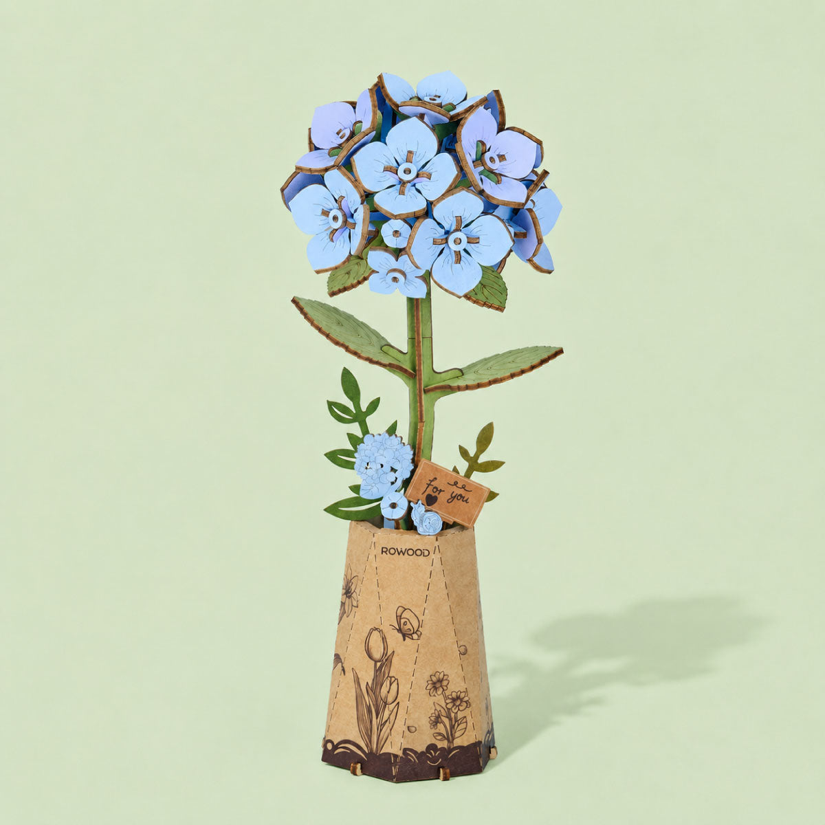Rowood Blaue Hortensie DIY Blumen Holz 3D Puzzle TW141