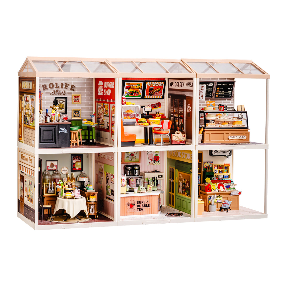 Rolife Super Creator Miniature House 6 en 1 image héroïque du produit à six grilles