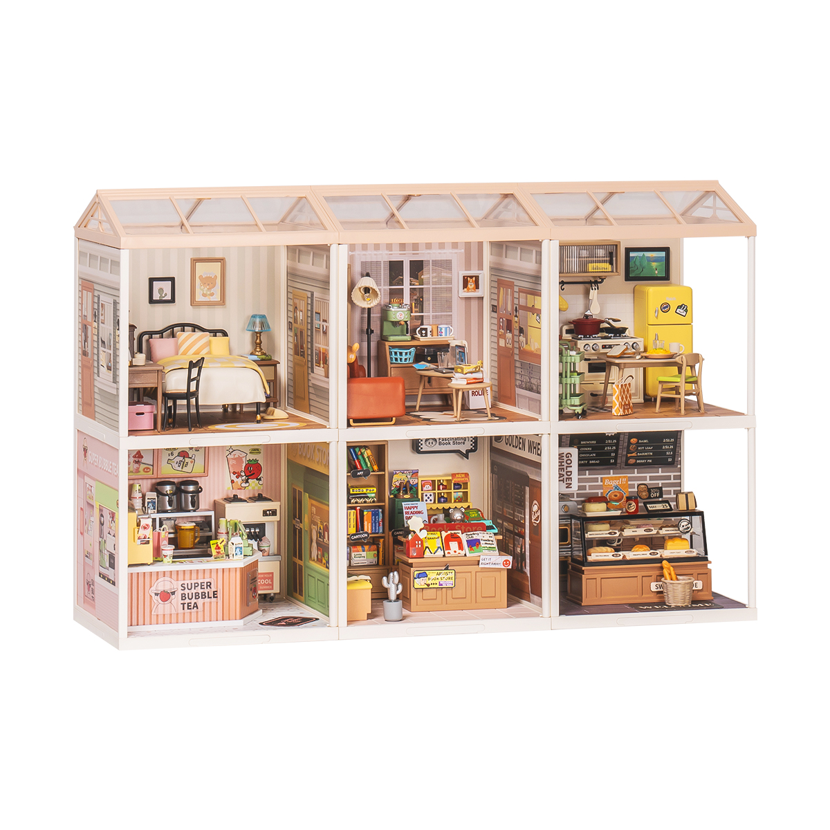Rolife Super Creator - Super Store Series six-store display scene