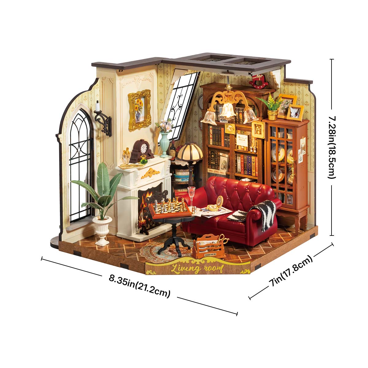 Catherines Wohnzimmer DG175 Größe Grafik, 21,5 x 19,2 x 18,5 cm Miniaturhaus