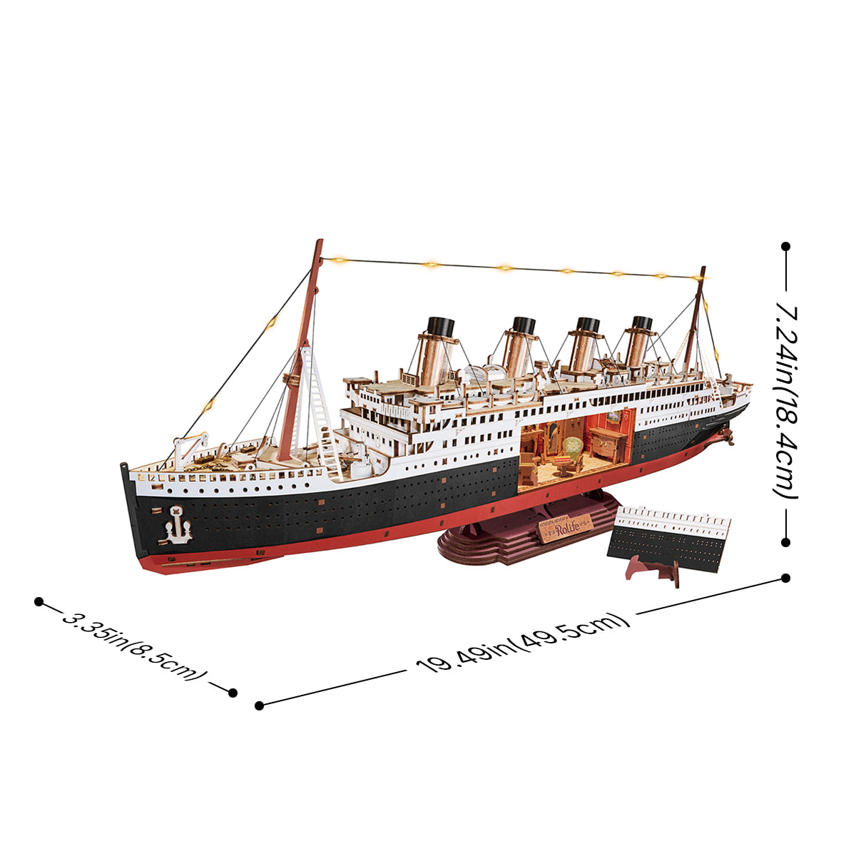 1912 Eternal Atlantic Voyager TGL02 Größe Grafik, 49,5 x 8,5 x 18,4 cm Holzschiffsmodell