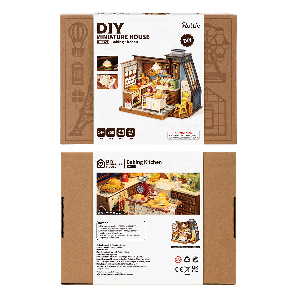 Baking Kitchen DG172 Paket Vorder- und Rückseite mit Produktinformationen