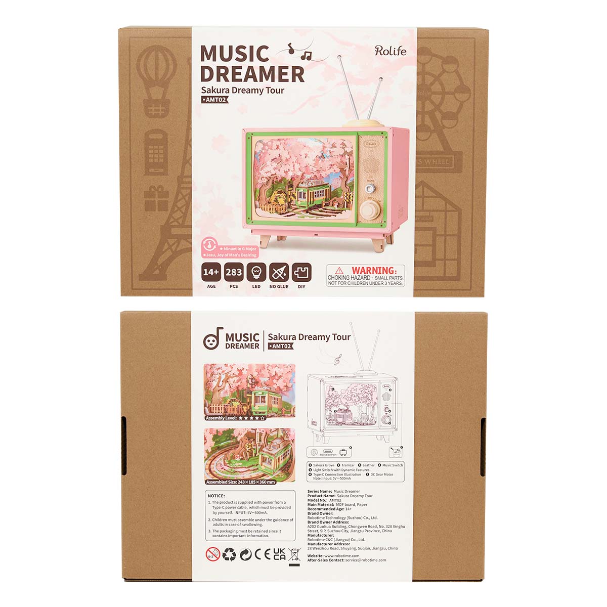 Rolife Sakura Dreamy Tour AMT02 Produktpaket mit vollständiger Musikbox