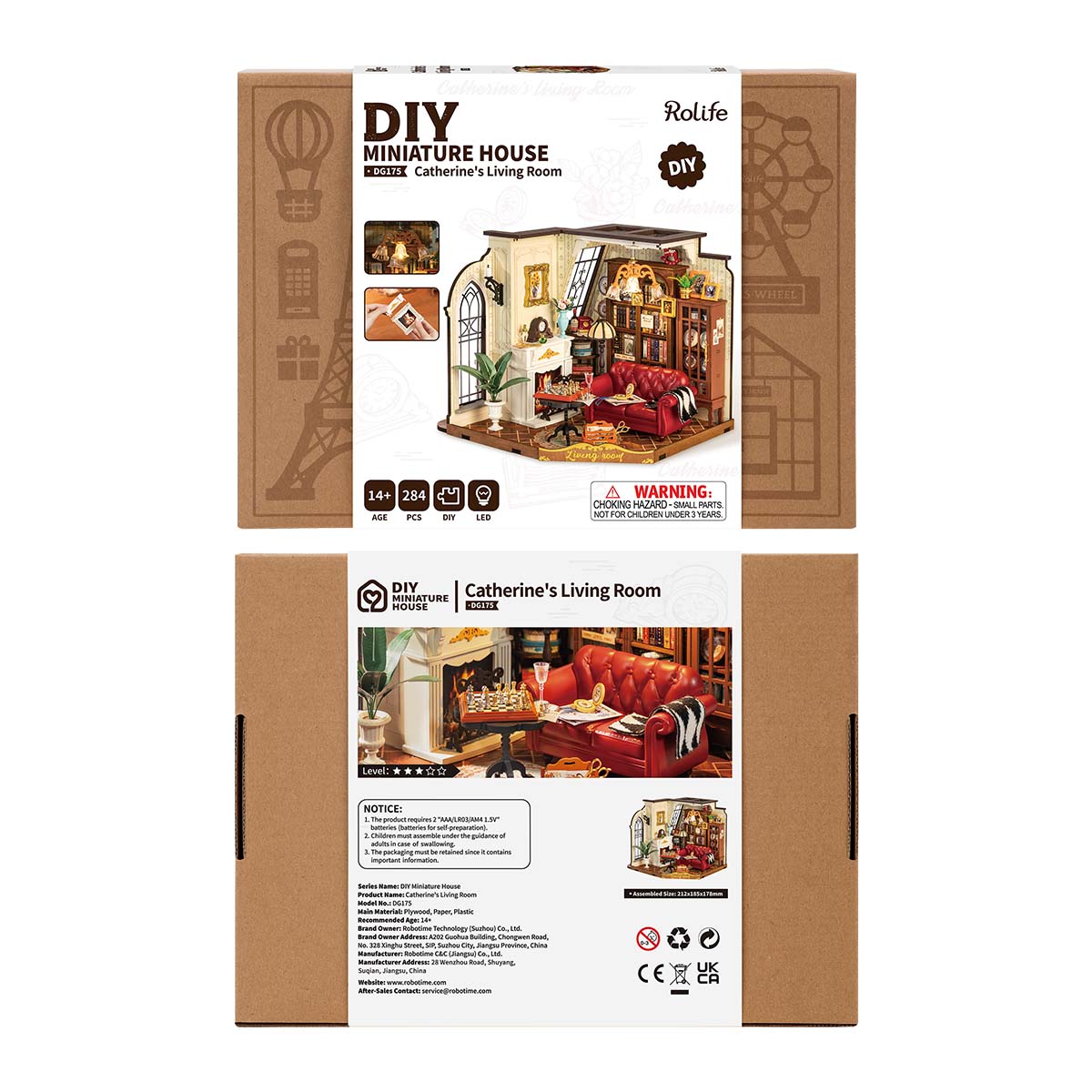 Rolife Catherine's Living Room DG175 Produktpaket mit vollständig eingerichtetem Miniaturhaus