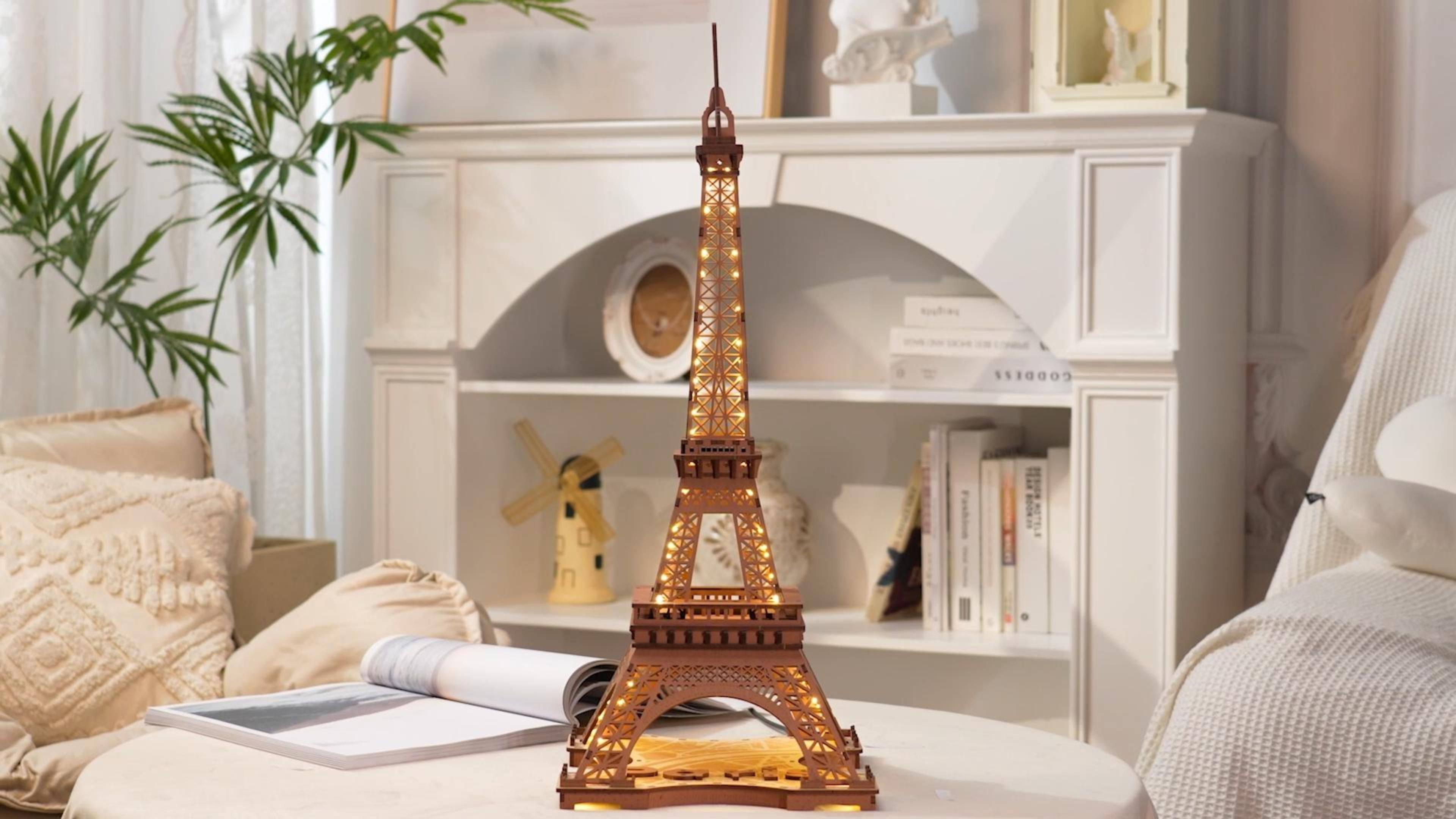 The Tallest 3D Wooden Puzzle Rolife Night of Eiffel Tower