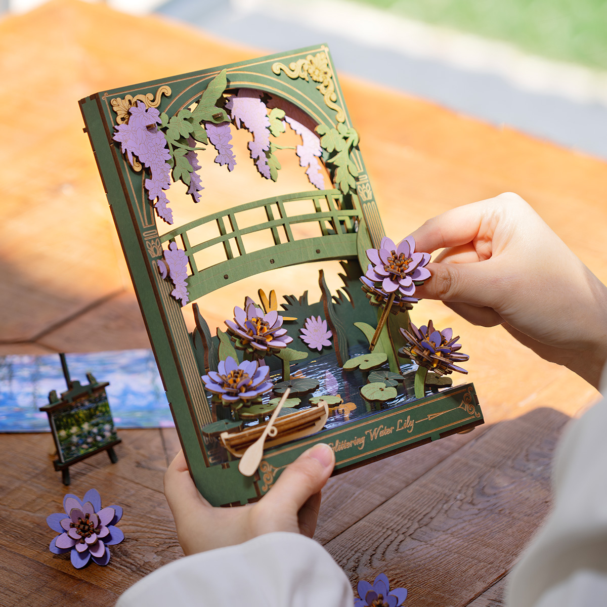 Rowood 3D Wooden Puzzle - Glittering Water Lily TH001 detail view
