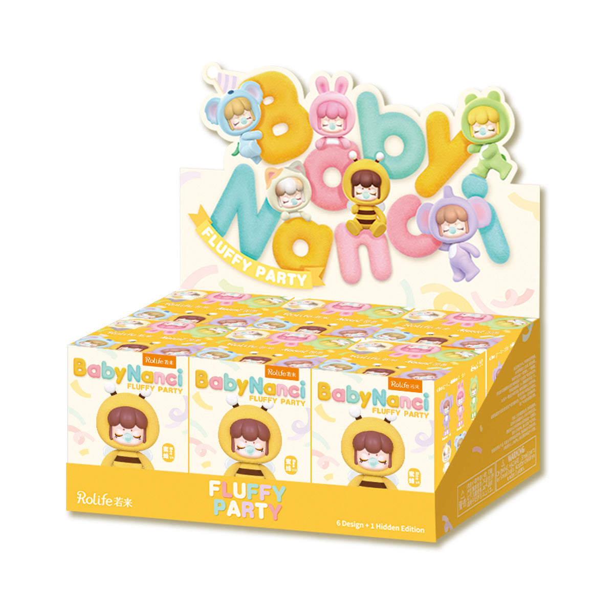 BabyNanci Fluffy Party blind box display case on white background