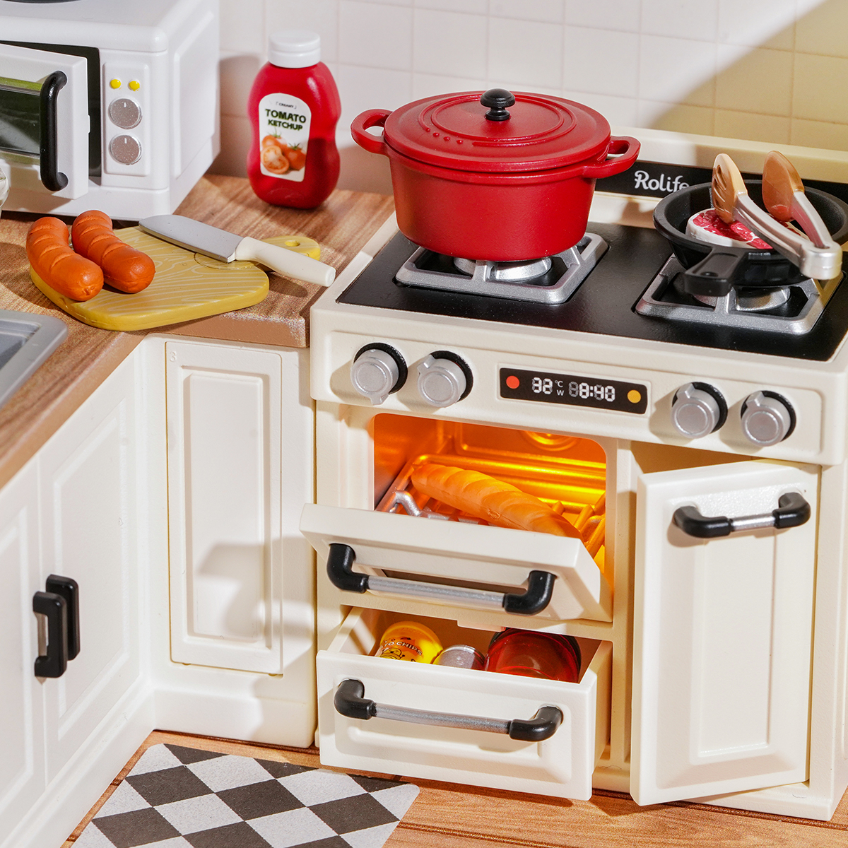 Rolife Happy Meals Kitchen Super Creator Miniature House DW008 image de galerie 5