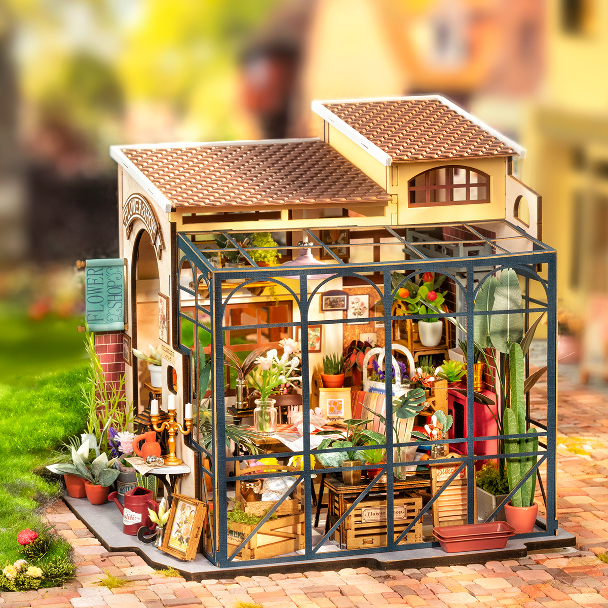 Rolife DIY Miniature Dollhouse - Emily's Flower Shop DG145 tabletop display scene
