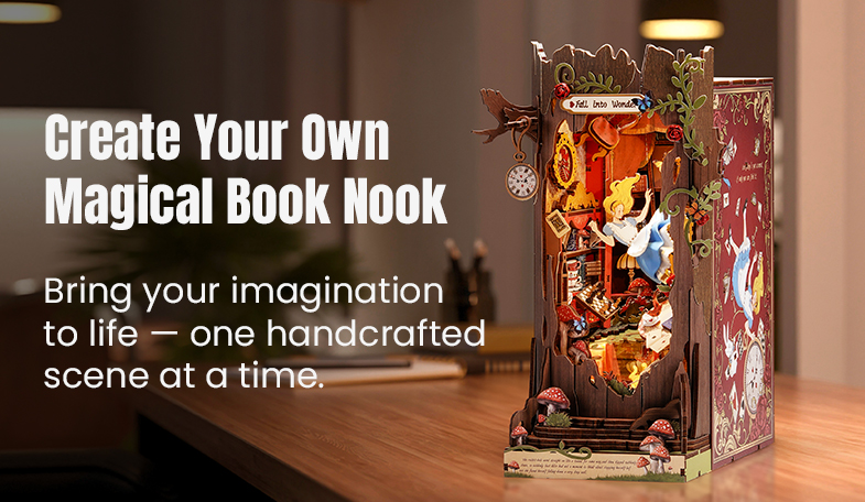 About Rolife book nook page mobile banner-tgb12 on the desk