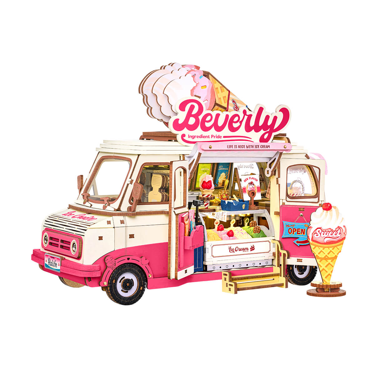 Beverly's Ice Cream Truck TGS06 white background product view with dessert counter