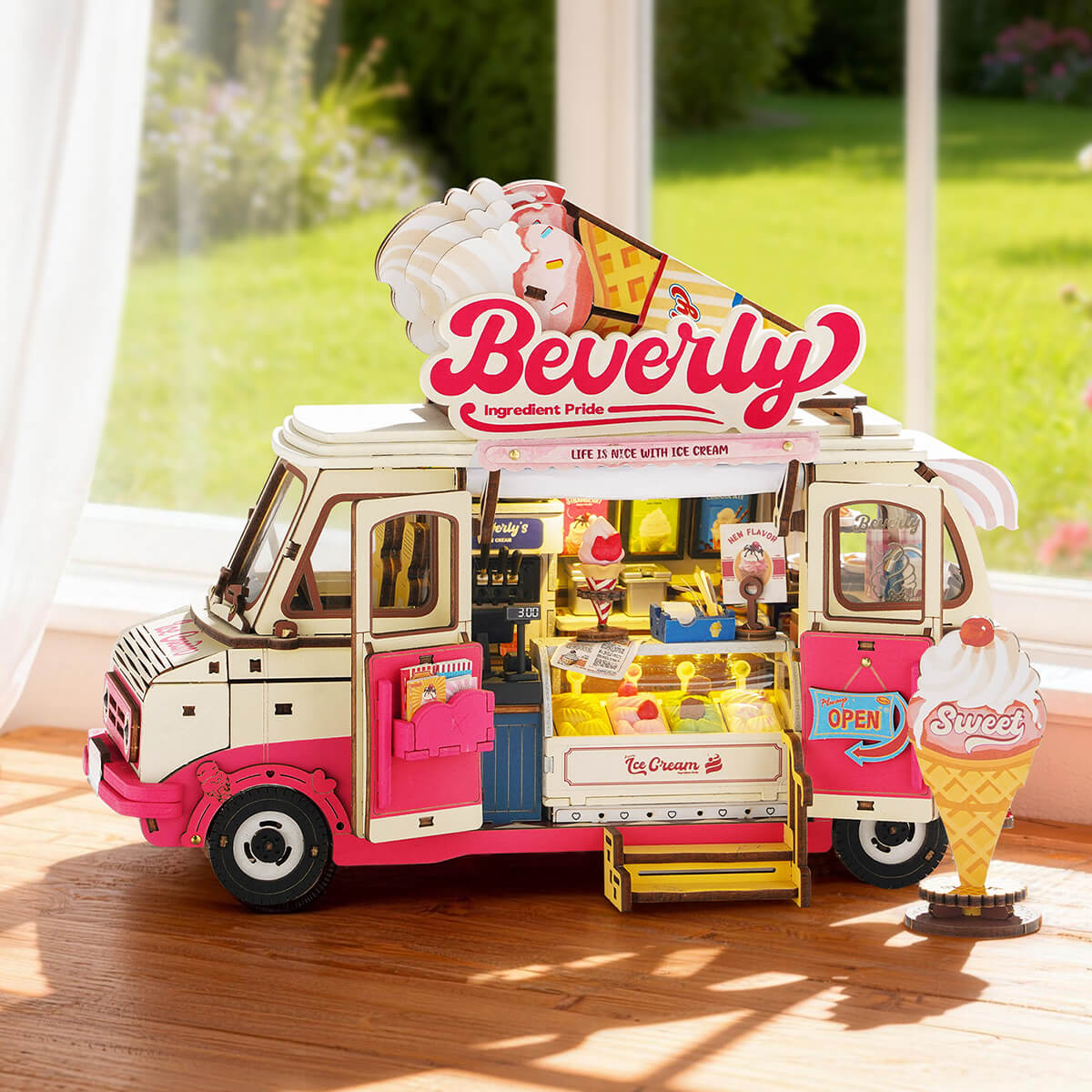 Beverly's Ice Cream Truck TGS06 street scene with open serving window and cone display
