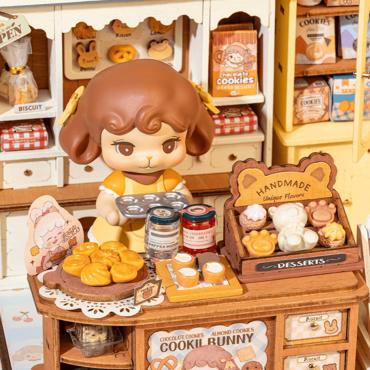 Cookii Bunny Cookie Shop DG177 close-up van de konijnmanager en details van de balie