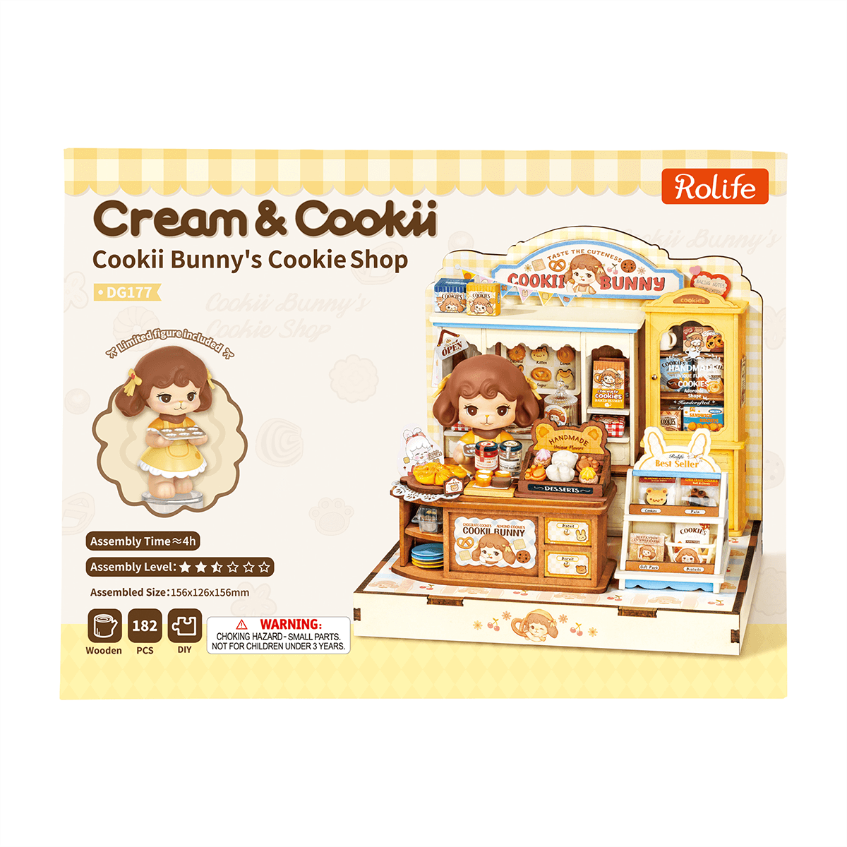 Rolife Cookii Bunny Cookie Shop DG177 productpakket met voltooide miniatuurwinkel