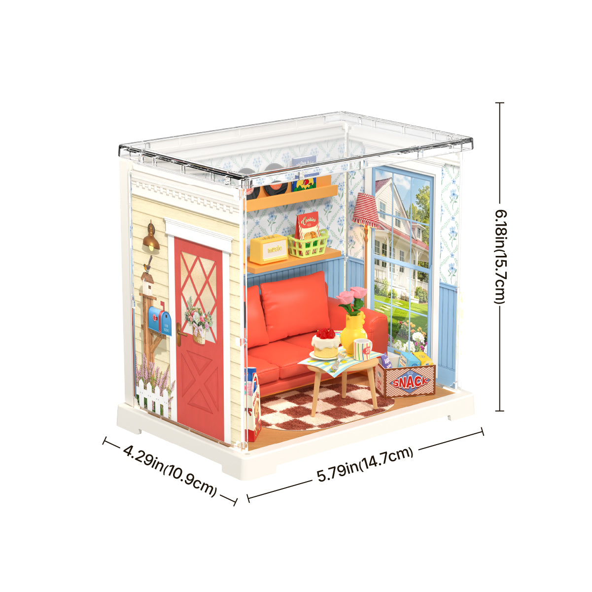 Country Blue Lounge DWS05B size graphic with assembled dimensions shown
