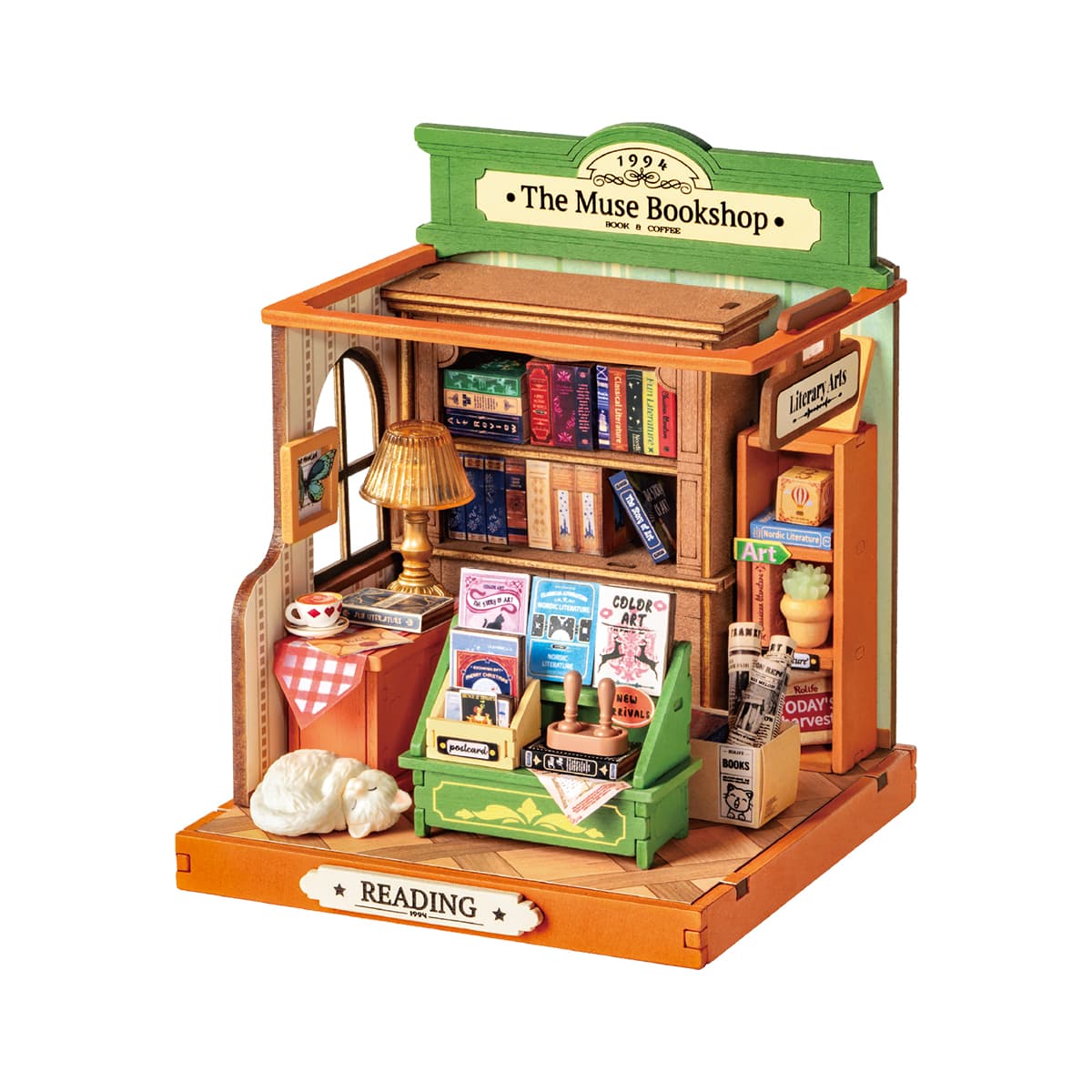 Rolife DIY Miniature House - La librairie Muse DS040 vue produit sur fond blanc