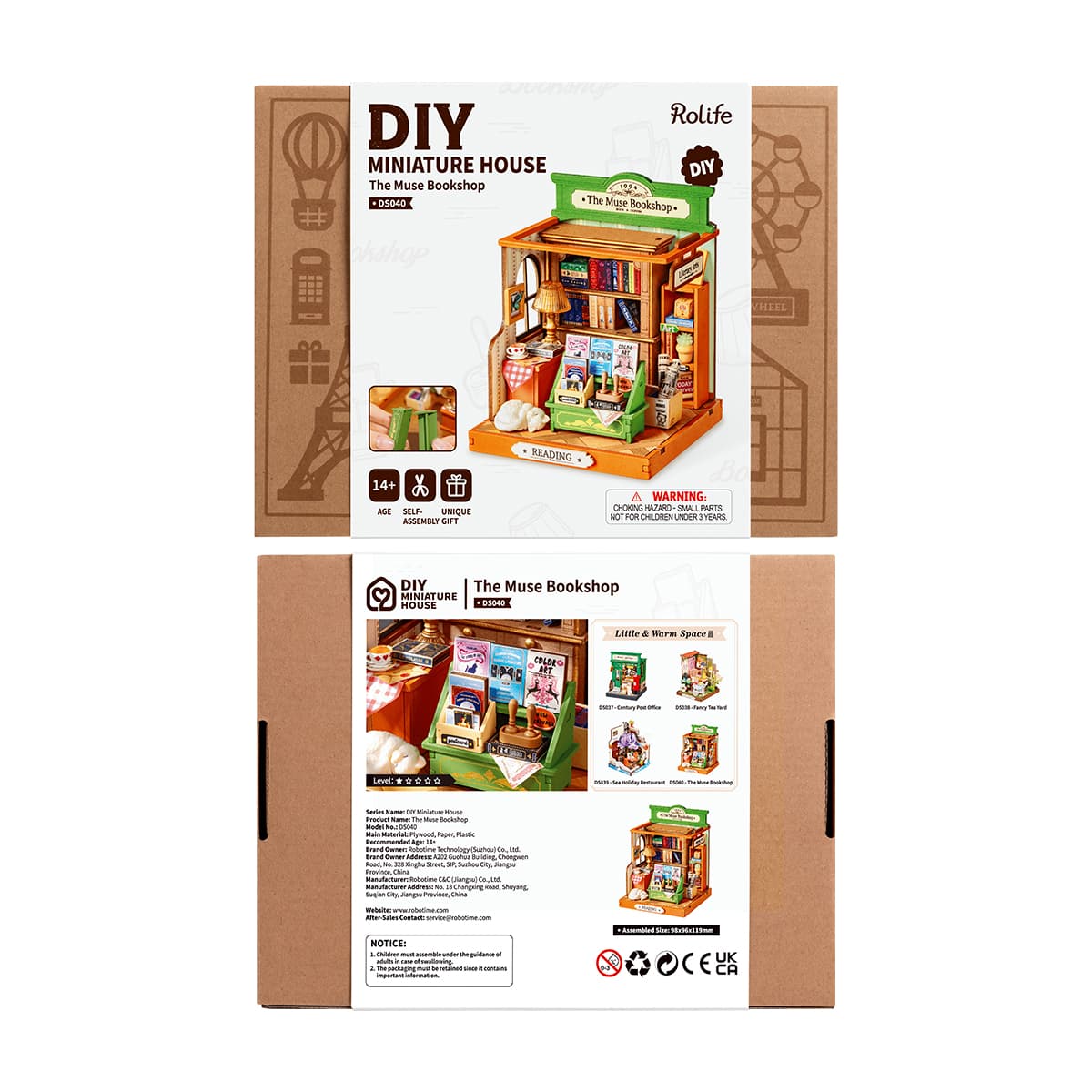 Rolife DIY Miniature House - La Librería Muse DS040 paquete del producto