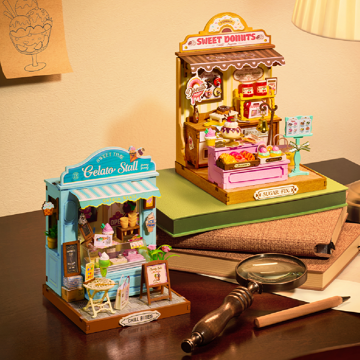 Gelato Stall Shop displayed with Sweetie Donut Shop in a warm desktop scene