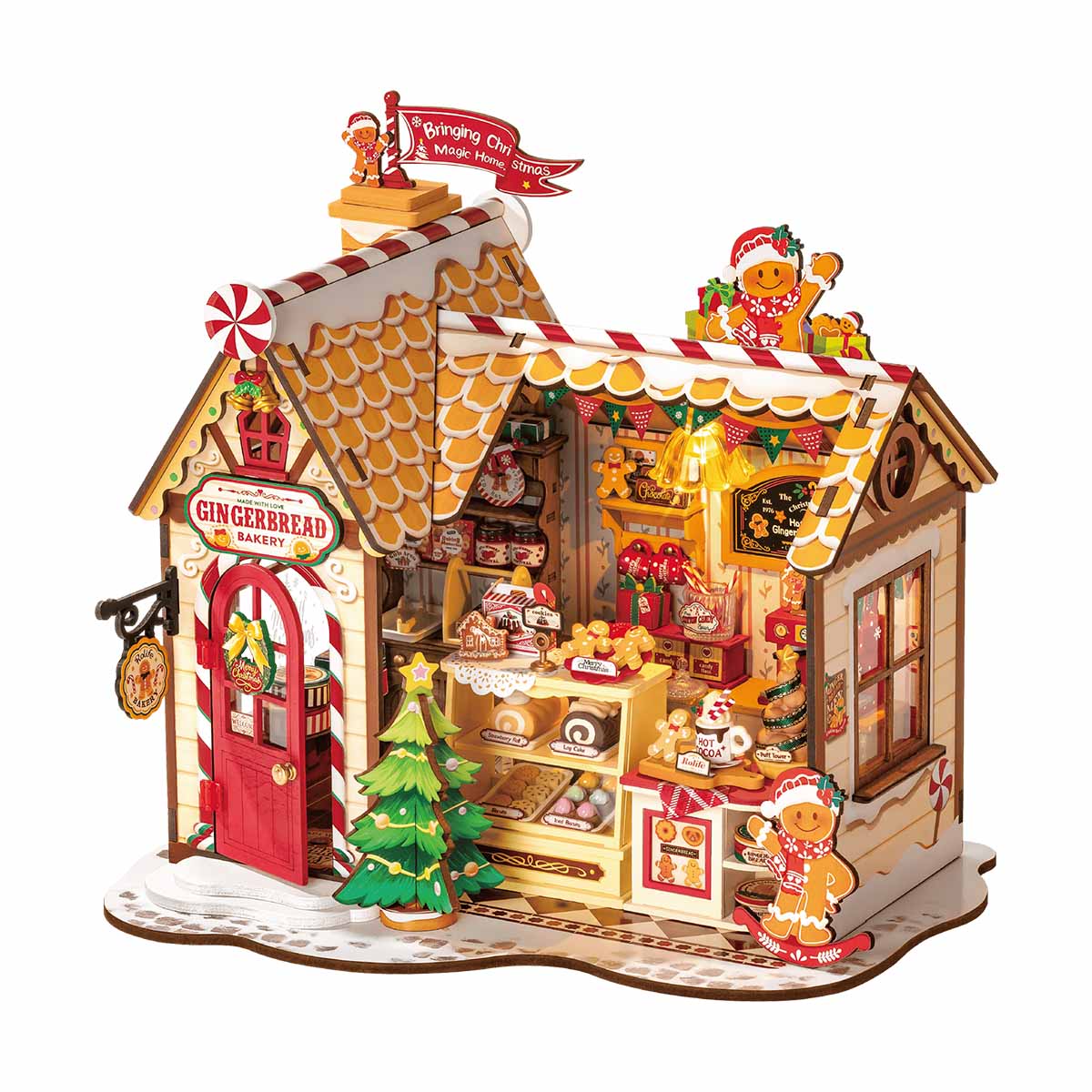 Rolife Gingerbread House DG176 white background miniature house product view