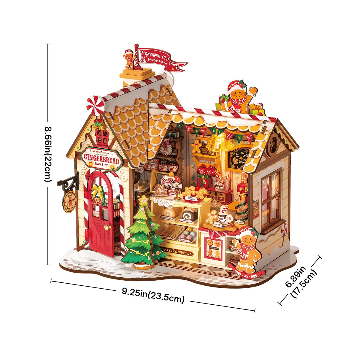 Gingerbread House DG176 size graphic, 23.5 x 17.5 x 22 cm miniature house