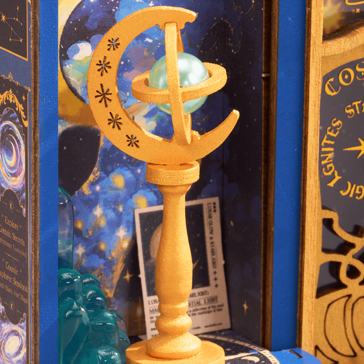 Magic Astronomy Shop DS048 close-up of moon globe stand and celestial display details