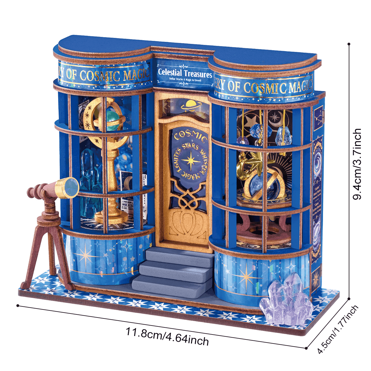 Magic Astronomy Shop DS048 size graphic, 11.8 x 4.5 x 9.4 cm finished miniature house