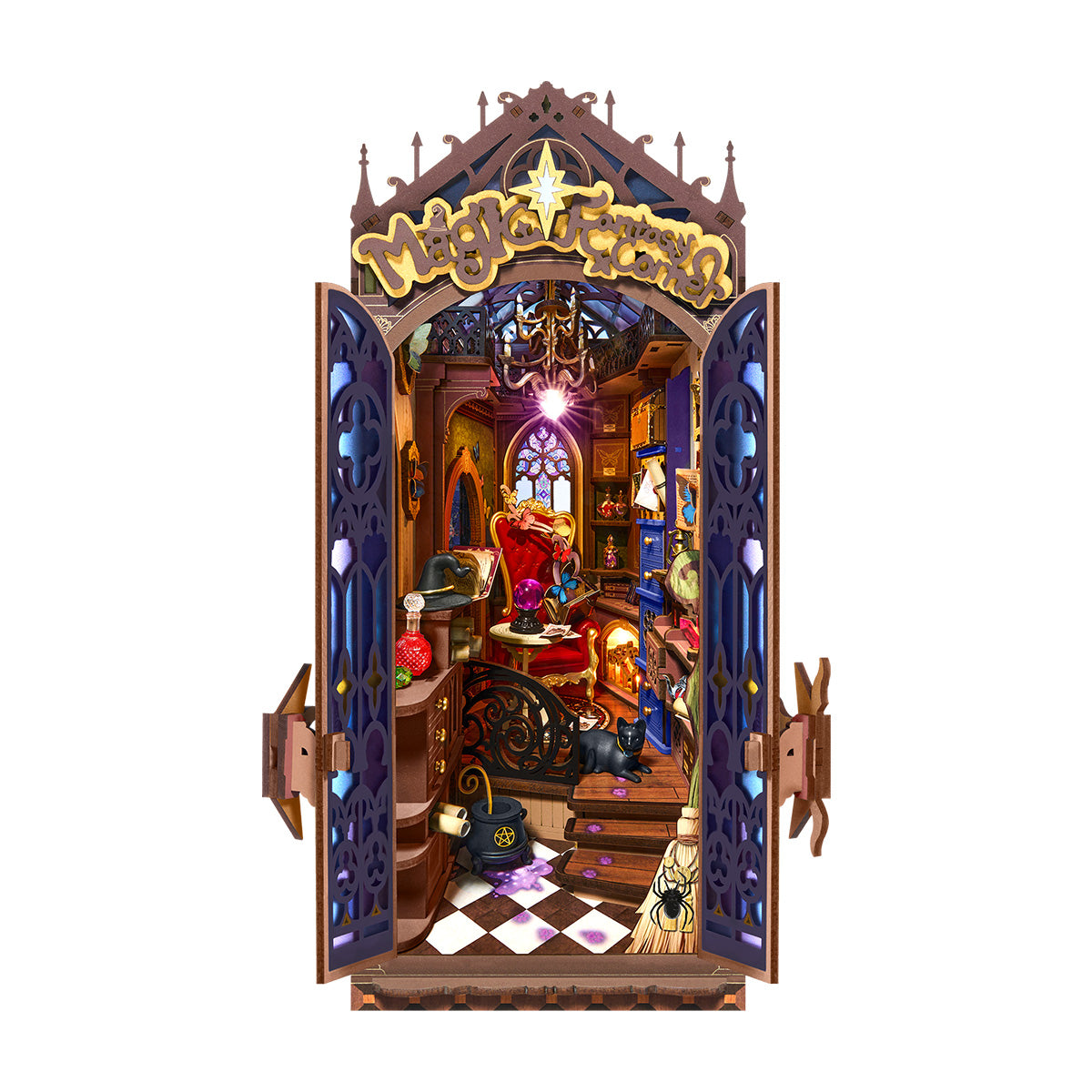 Rolife Magic Fantasy Corner TGB14 white background book nook product view