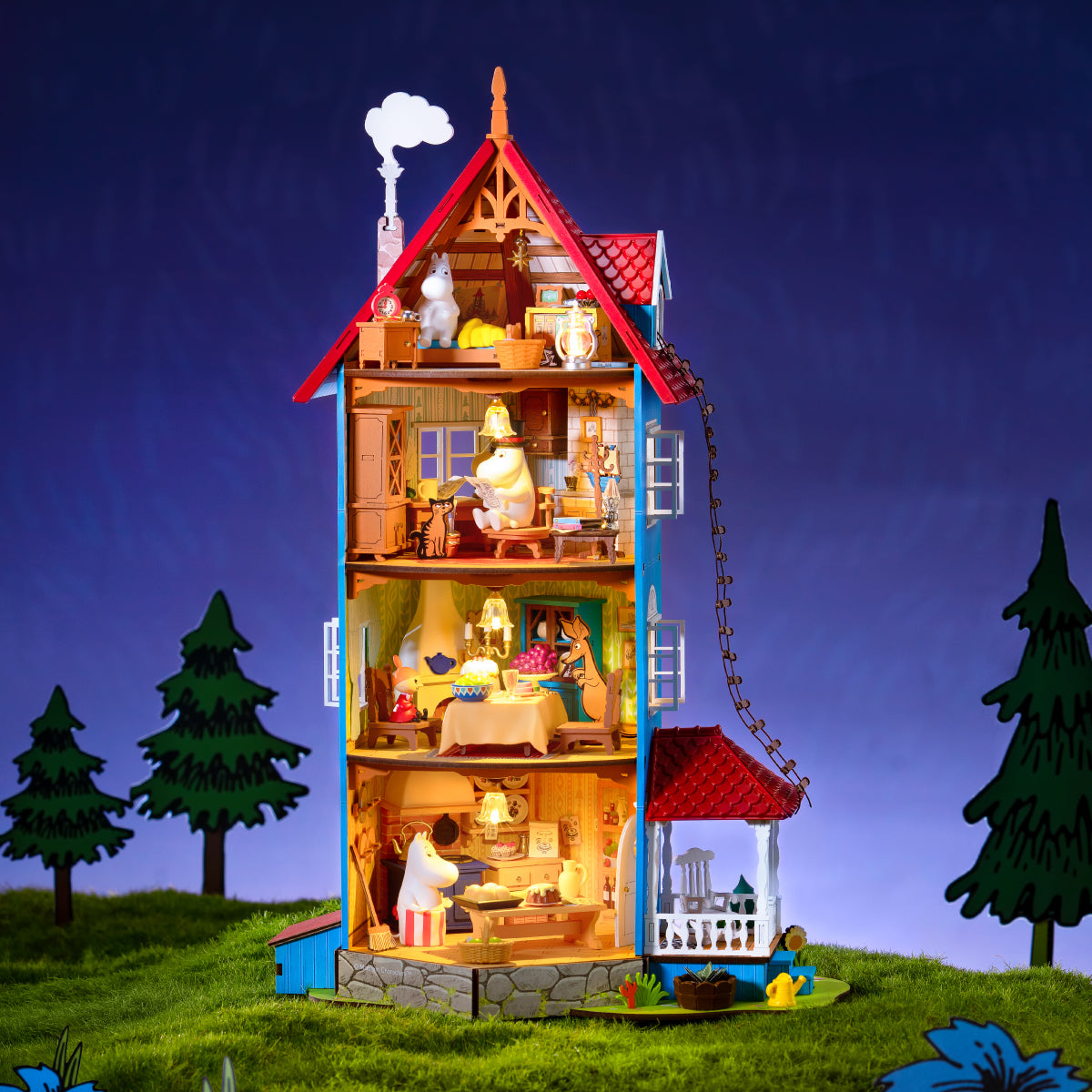 Rolife Moominhouse maison miniature DIY scène nocturne intérieure éclairée par LED