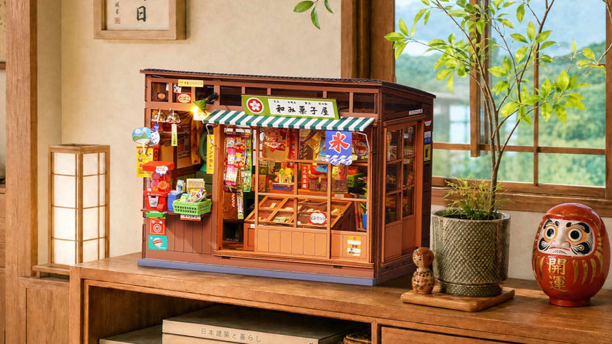New from Rolife Nostalgic Corner Shop Turns Your Bookshelf Into a Japanese Street Corner