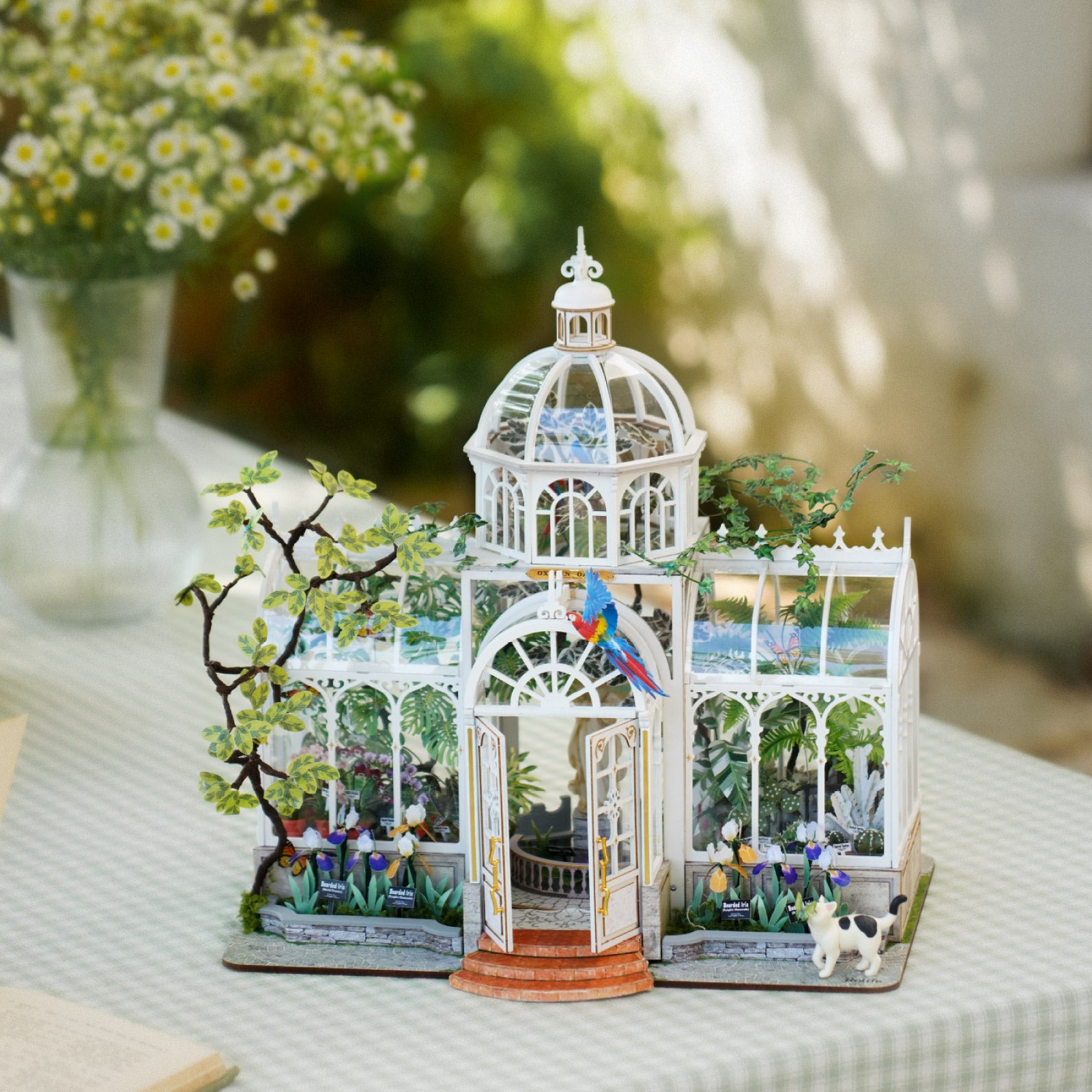 Rolife DIY Miniature House - Oxygen Oasis DH102 white background greenhouse front view