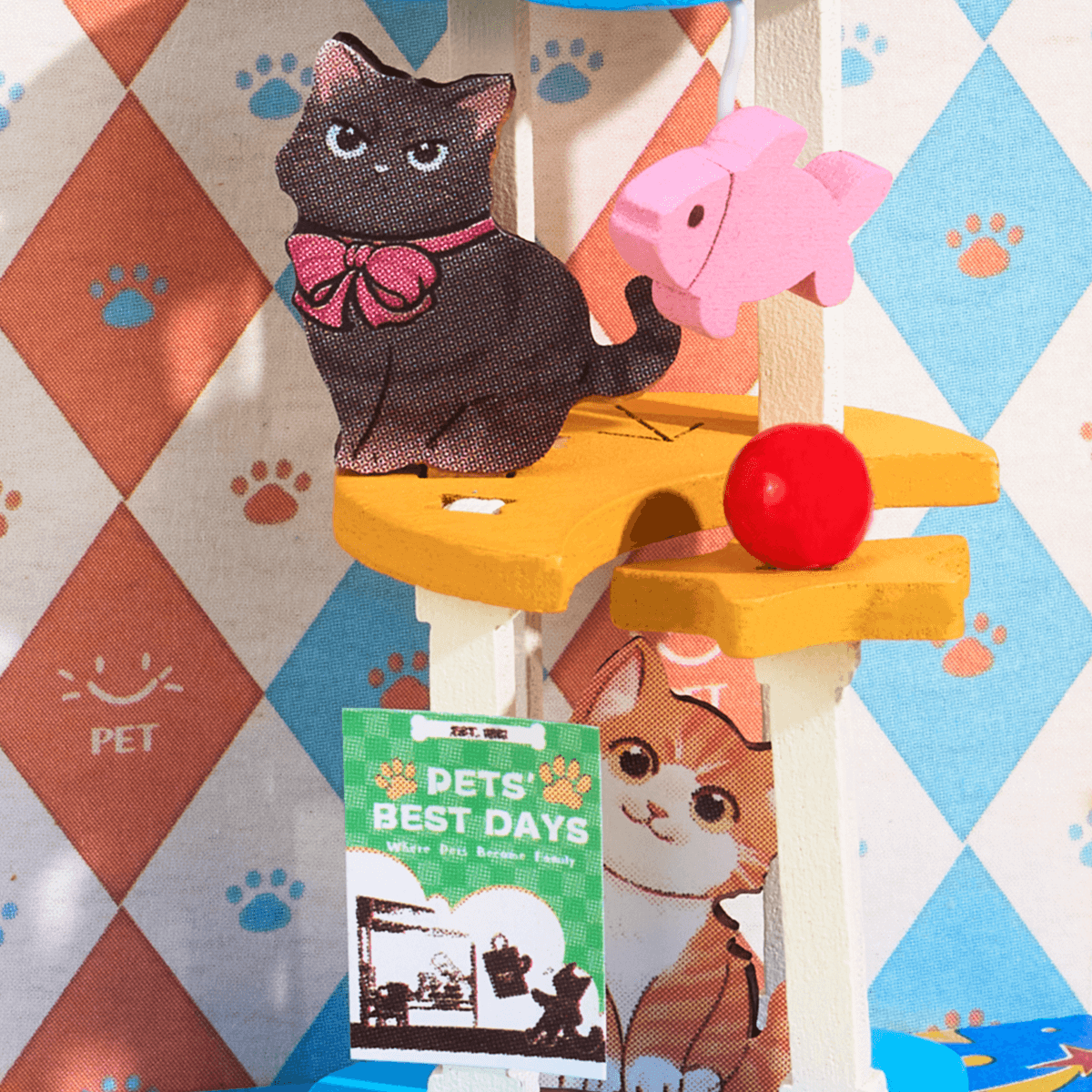 Pawfect Pet Shop DS045 close-up of dog figure, welcome sign, and cat poster details