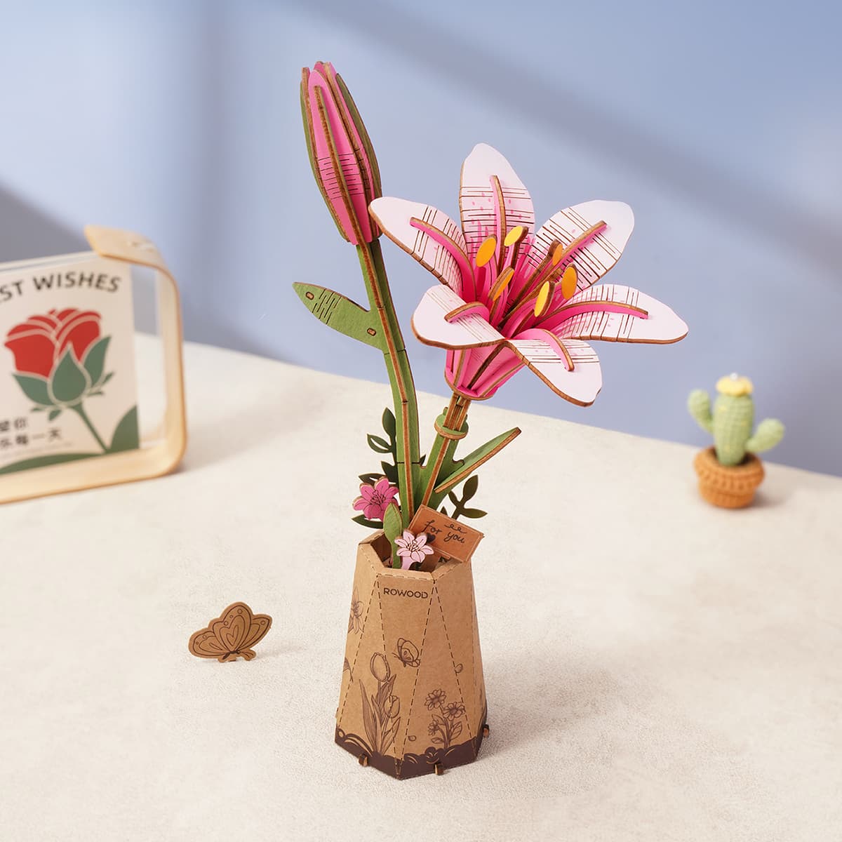 Rowood DIY Holzblume Pink Lilie TW071 Produkt-Held Bild