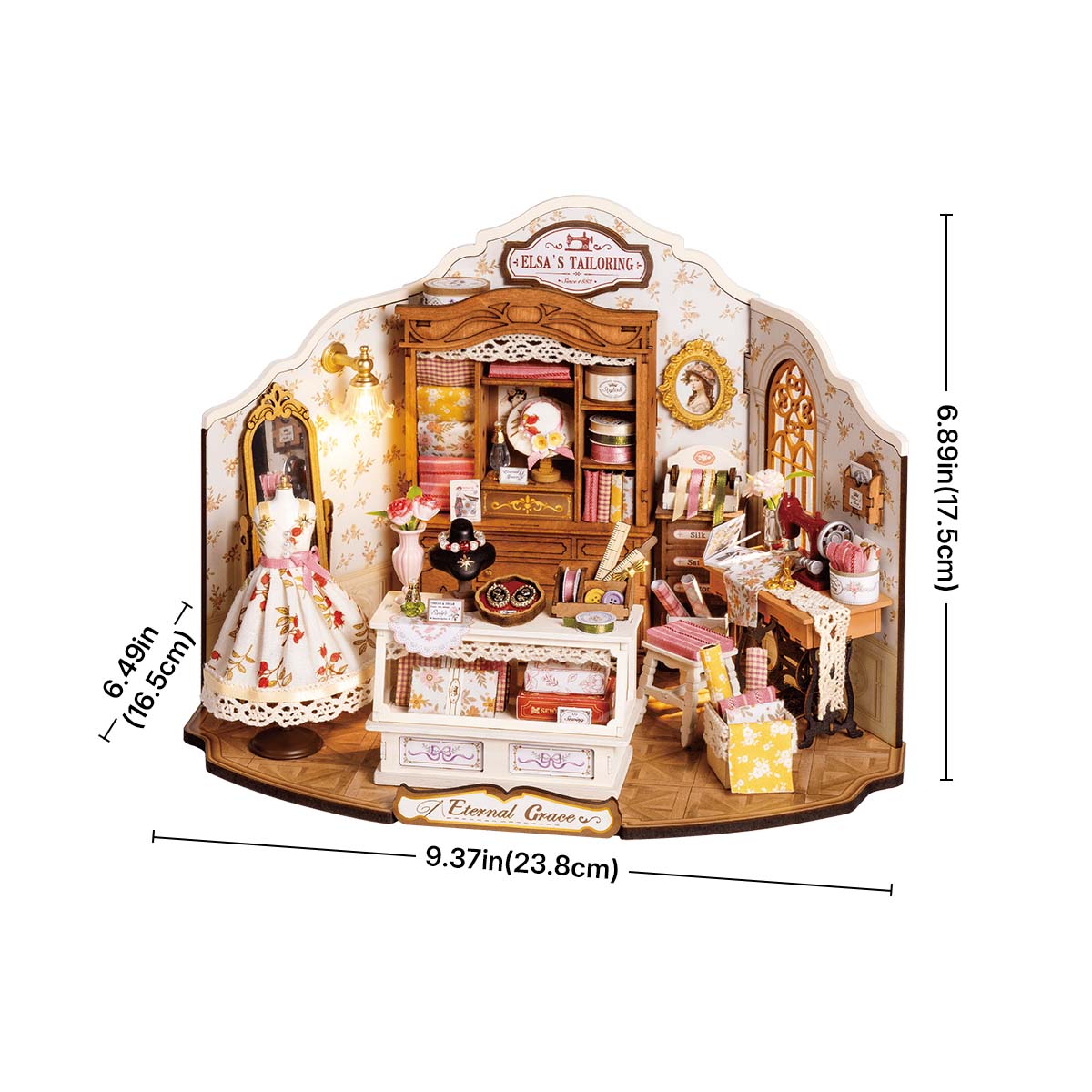 Elsa's Tailoring DG178 maat grafiek, 23.8 x 16 x 17.5 cm miniatuurhuis