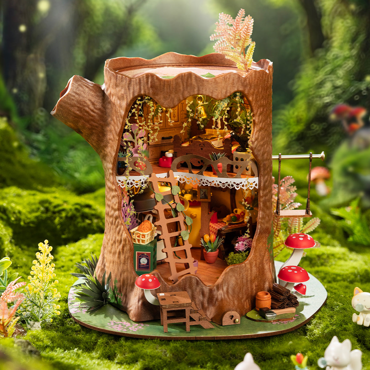 Rolife Fairytale Tree House DG179 casa en miniatura en una escena de bosque