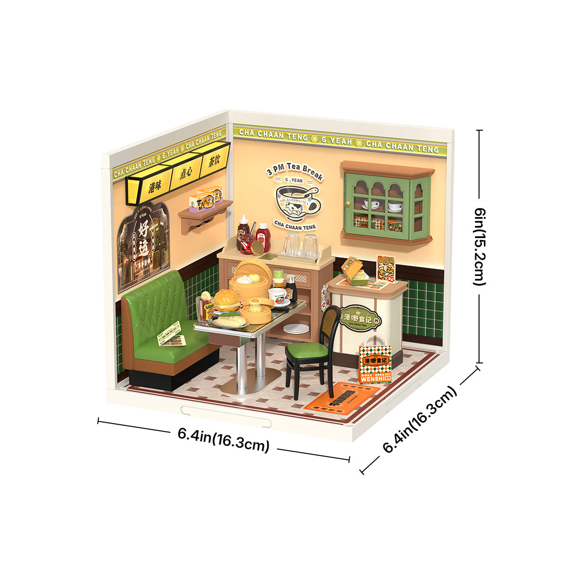 Hong Kong Bites Cafe DW021 Größe Grafik, 16,3 x 16,3 x 15,2 cm Miniaturraum