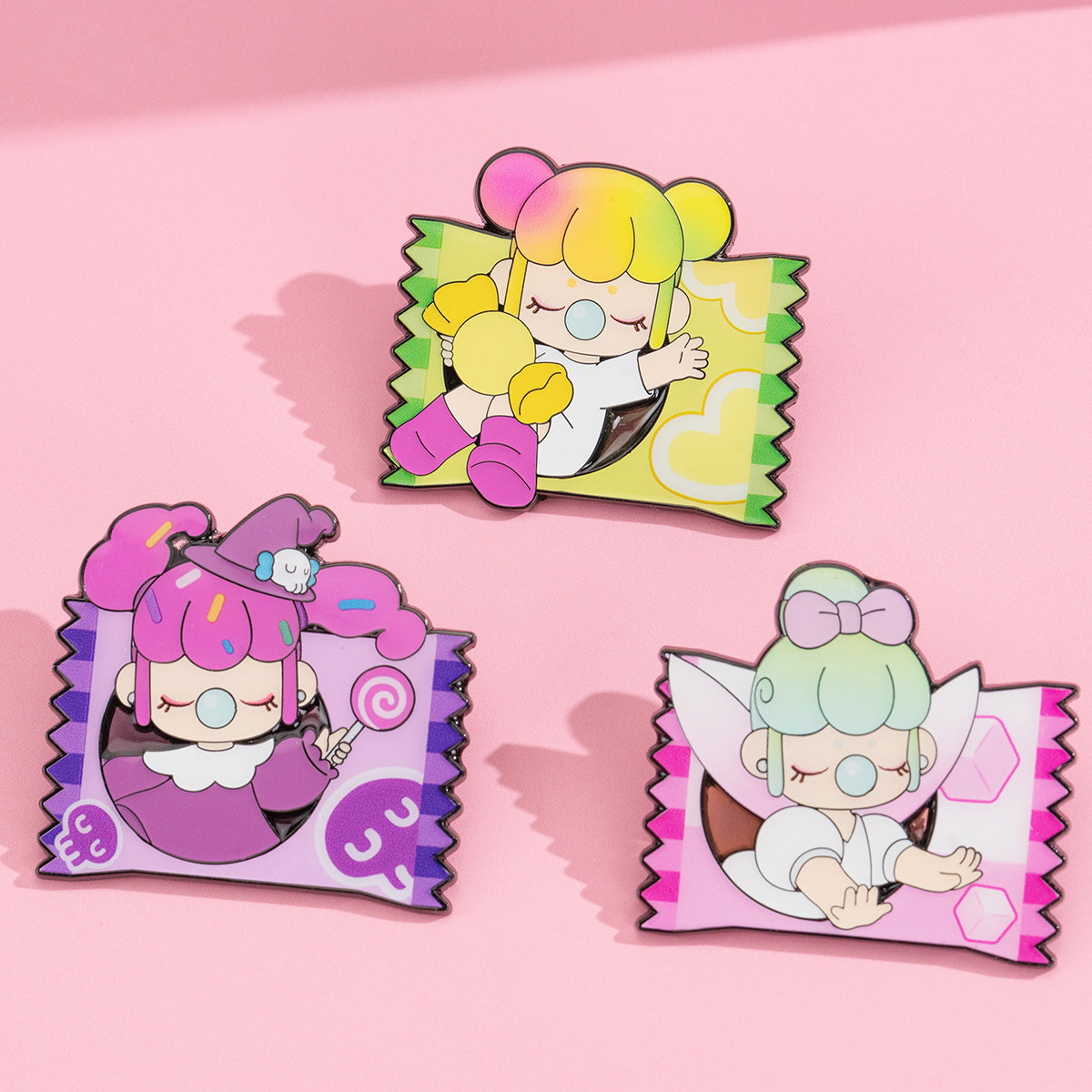 Nanci Sweet Time badge collection with multiple character designs
