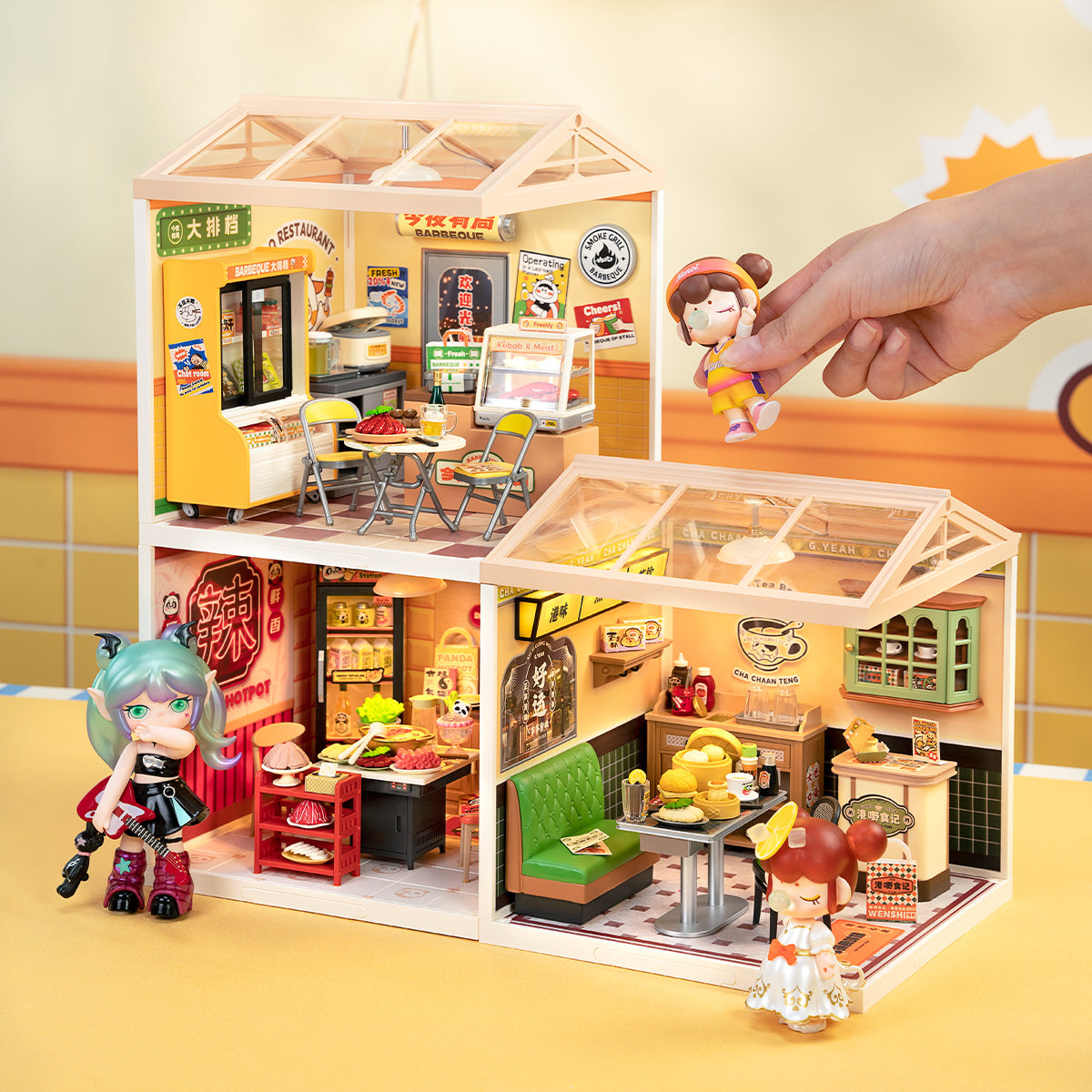 Night Out Food Stall DW022 vertical stacked combination display with other Super Creator rooms