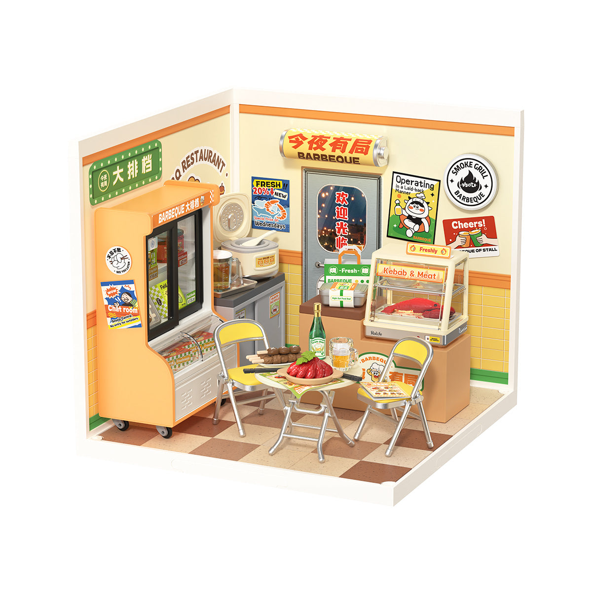 Rolife Night Out Food Stall DW022 witte achtergrond miniatuur kamer productweergave