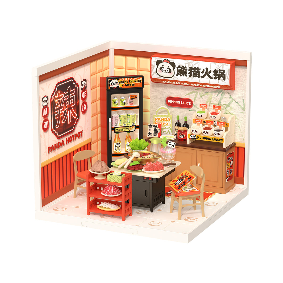 Rolife Panda Hot Pot DW020 witte achtergrond miniatuur kamer productweergave
