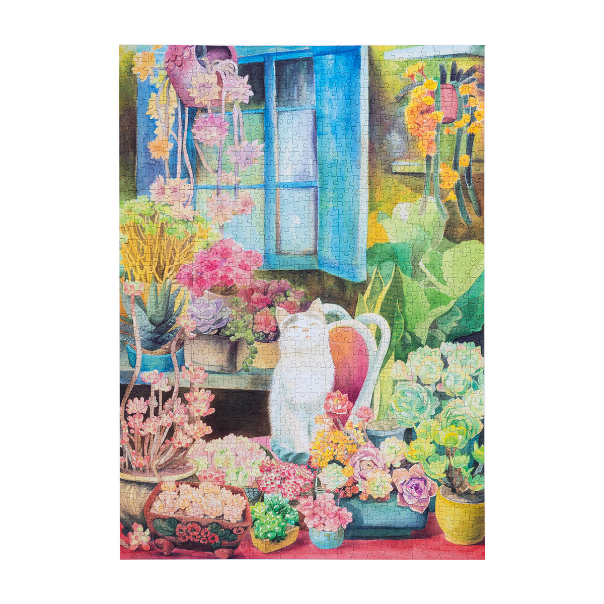 Oeuvre d'art puzzle Rowood Cat's Plant Yard PT012 sur un fond blanc